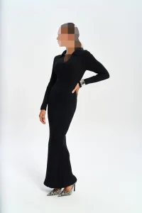 بافت مشکی یقه پولو Eloria 